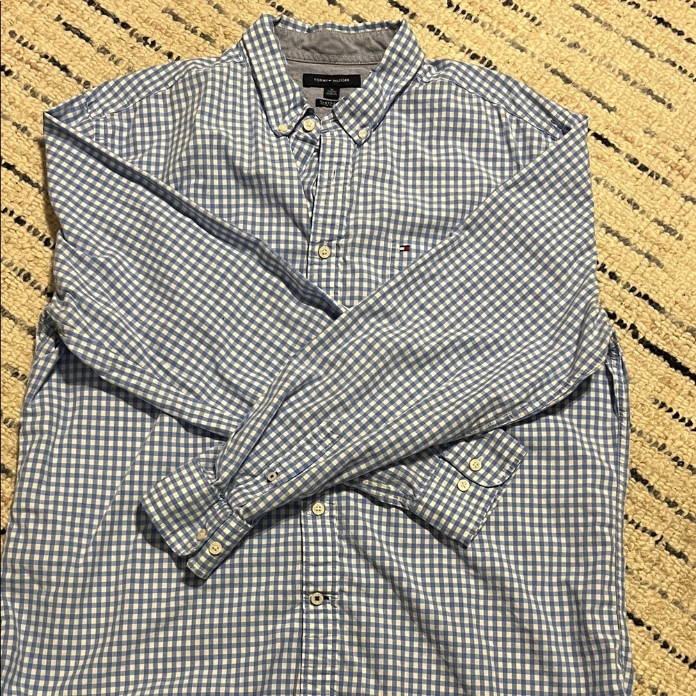 Tommy Hilfiger Light Blue Gingham Men's Shirt